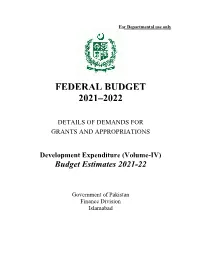 Development Expenditure (Volume-IV) Budget Estimates 2021-22