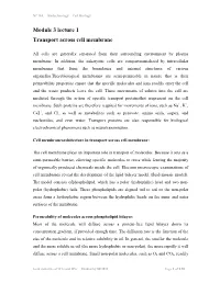 Module 3 Lecture 1 Transport Across Cell Membrane