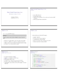 Object Oriented Programming in Java Object Oriented
