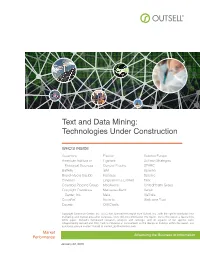 Text and Data Mining: Technologies Under Construction