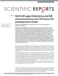 Both Left Upper Lobectomy and Left Pneumonectomy Are Risk Factors For