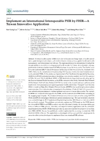 Implement an International Interoperable PHR by FHIR—A Taiwan Innovative Application