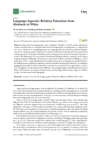 Language-Agnostic Relation Extraction from Abstracts in Wikis