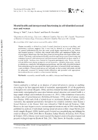Mental Health and Interpersonal Functioning in Self-Identified Asexual