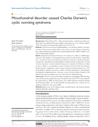 Mitochondrial Disorder Caused Charles Darwin's Cyclic Vomiting