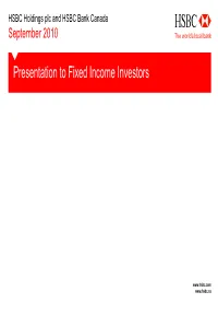 Presentation to Fixed Income Investors