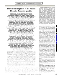 The Genome Sequence of the Malaria of the Most Efficient Malaria Vectors in the World