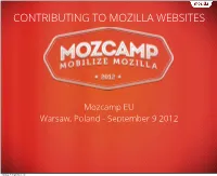 Contributing to Mozilla Websites