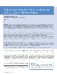 Evidence-Based Clinical Practice Guideline for the Use of Pit-And-Fissure Sealants