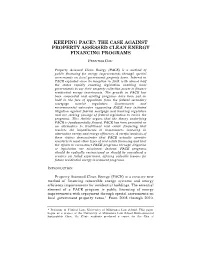 Keeping Pace?: the Case Against Property Assessed Clean Energy Financing Programs