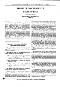 Report of Proceedings of House of Keys
