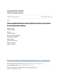 Self-Assembled Bismuth Selenide (Bi2se3) Quantum Dots Grown by Molecular Beam Epitaxy