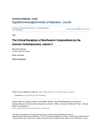 The Critical Reception of Beethoven's Compositions by His German