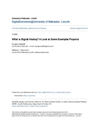 What Is Digital History? a Look at Some Exemplar Projects