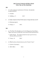 2012 Eastern National 4-H Horse Bowl Extra One-On-One Questions
