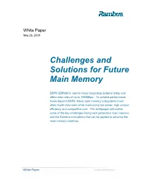 Challenges and Solutions for Future Main Memory