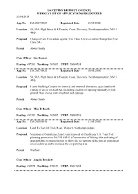 Daventry District Council Weekly List of Applications Registered 23/04/2018