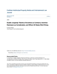Double Jeopardy: Patents of Invention As Contracts, Invention Disclosure As Consideration, and Where Oil States Went Wrong