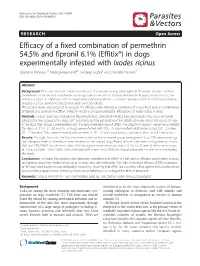 Efficacy of a Fixed Combination of Permethrin 54.5% and Fipronil 6.1