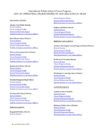 Interdistrict Public School Choice Program LIST of OPERATING CHOICE DISTRICTS: 2015-2016 SCHOOL YEAR