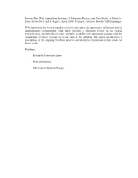 Peiwen Zhu. Web Annotation Systems: a Literature Review and Case Study