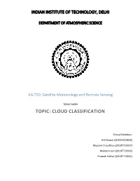 Topic: Cloud Classification