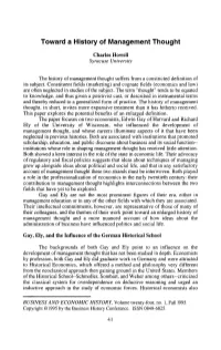 Toward a History of Management Thought