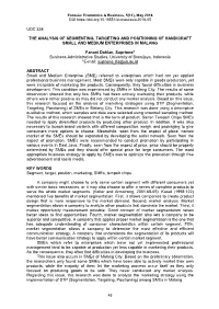 Udc 334 the Analysis of Segmenting, Targeting