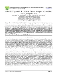 Industrial Expansion & Location Pattern Analysis in Panchkula