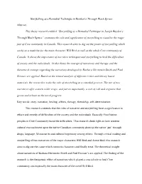 Storytelling As a Remedial Technique in Boyden's Through Black Spruce