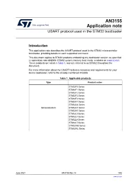 USART Protocol Used in the STM32 Bootloader