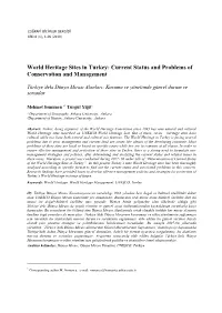 World Heritage Sites in Turkey: Current Status and Problems of Conservation and Management