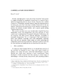 Campbell As Fair Use Blueprint?