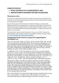CONSULTATION ON: • RURAL HOUSING SITES at RANGEWORTHY; and • NEW SETTLEMENT BOUNDARY for PART of BAGSTONE. the Process So F