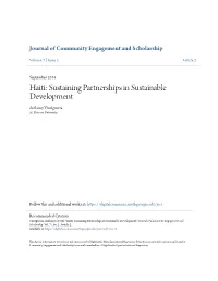 Haiti: Sustaining Partnerships in Sustainable Development Anthony Vinciguerra St