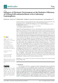 Influence of Electronic Environment on the Radiative Efficiency of 9