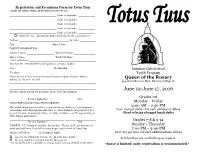 Registration and Permission Form for Totus Tuus
