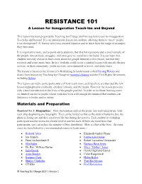 RESISTANCE 101 a Lesson for Inauguration Teach-Ins and Beyond