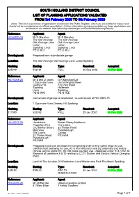 SOUTH HOLLAND DISTRICT COUNCIL LIST of PLANNING APPLICATIONS VALIDATED from 3Rd February 2020 to 9Th February 2020
