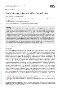 Trump's Foreign Policy and NATO: Exit and Voice