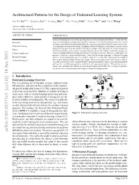 Architectural Patterns for the Design of Federated Learning Systems