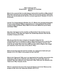 Bible Challenge 2014 Going Deeper – Questions for Readings Week 6