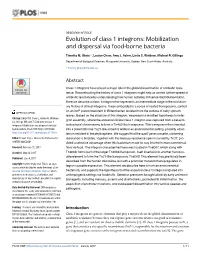 Evolution of Class 1 Integrons: Mobilization and Dispersal Via Food-Borne Bacteria