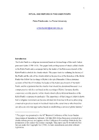 Ritual and Reform in the Kabir Panth