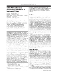 Sulfate Addition Increases Methylmercury Production in An