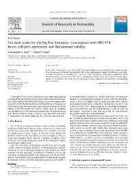 Ten Facet Scales for the Big Five Inventory: Convergence with NEO PI-R Facets, Self-Peer Agreement, and Discriminant Validity
