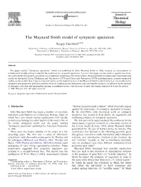 The Maynard Smith Model of Sympatric Speciation