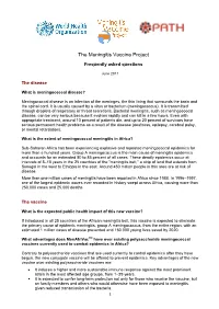 The Meningitis Vaccine Project: Frequently Asked Questions