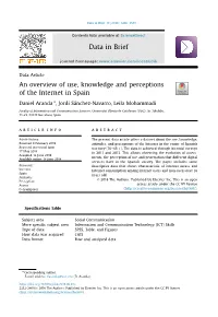 An Overview of Use, Knowledge and Perceptions of the Internet in Spain