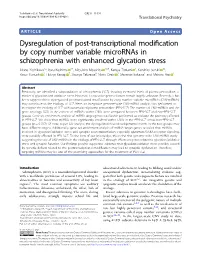 Dysregulation of Post-Transcriptional Modification by Copy Number
